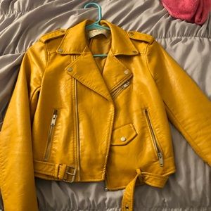 Mustard Leather Jacket ZARA